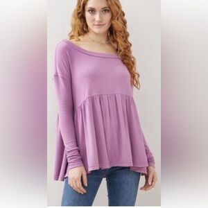 Free People Babydoll Tunic Top. Women’s Sz- M. Lavender | Comfy | Casual
